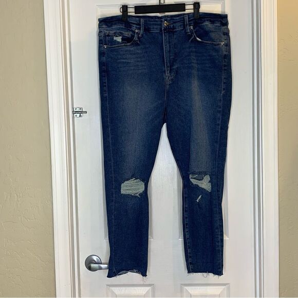 Good American Good Waist Crop Raw Edge Skinny Jeans Size 20 - Picture 2 of 10